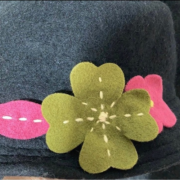 Charter Club 100% Wool Bucket Hat Floral Cottagecore Whimsygoth Fairy Grunge - Picture 3 of 7